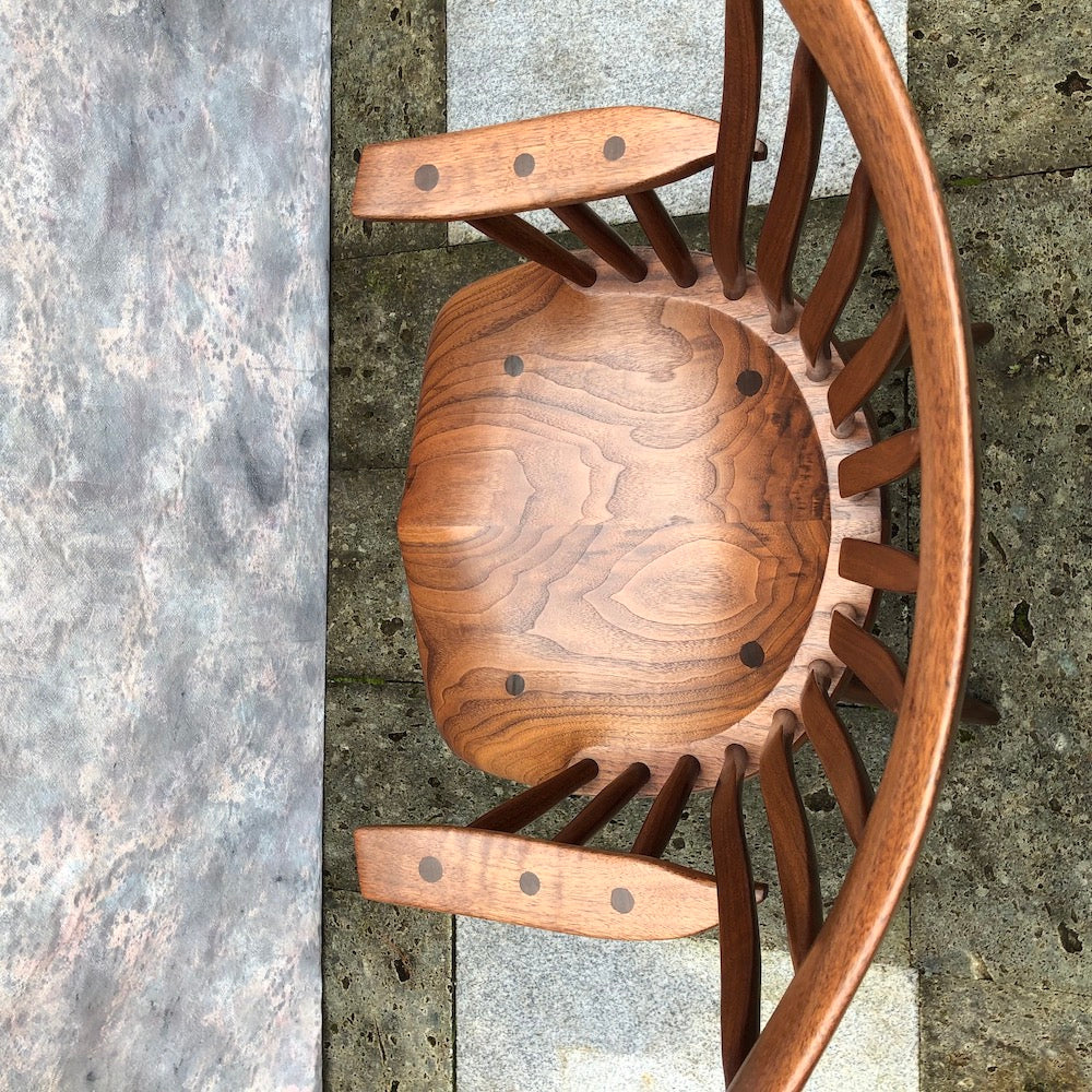 Black walnut armchair for kitchen and dining room. Windsor Chair. 