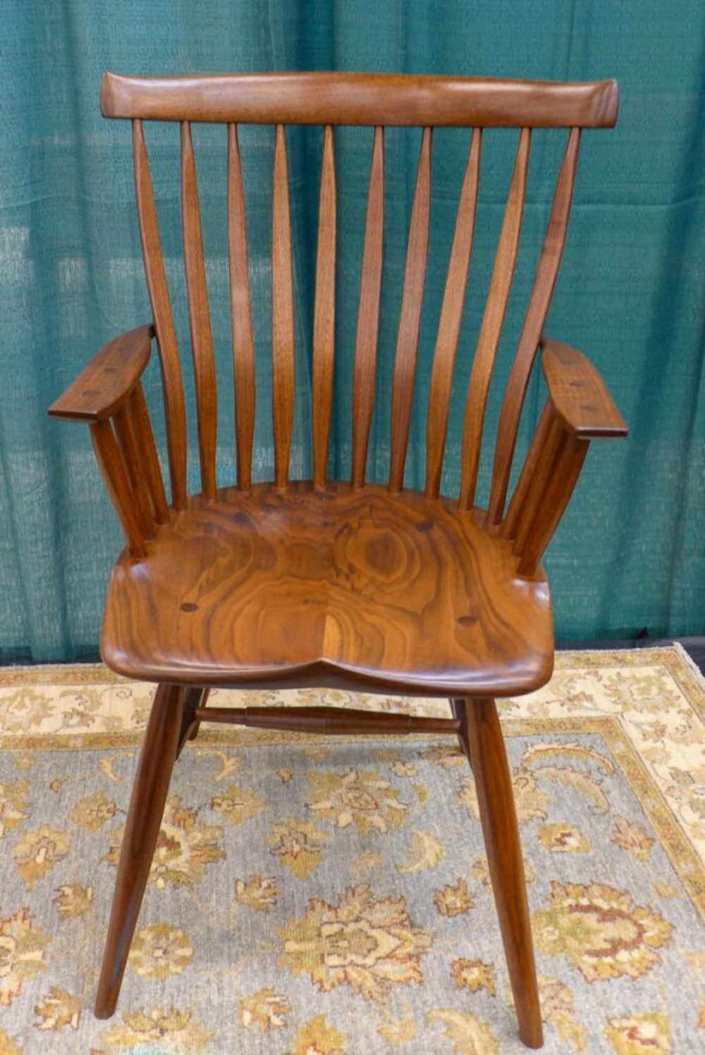 Black walnut armchair for kitchen and dining room. Windsor Chair. 