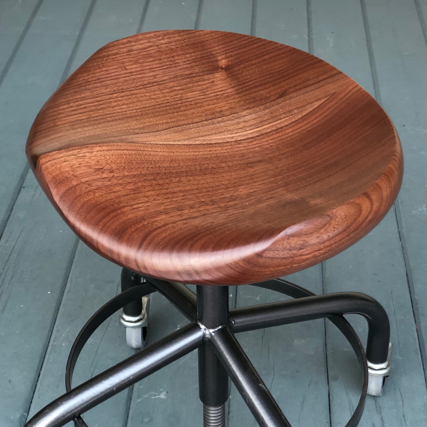 Stool with Metal Base - adjustable height - Black Walnut Guitar Stool - one is ready to ship