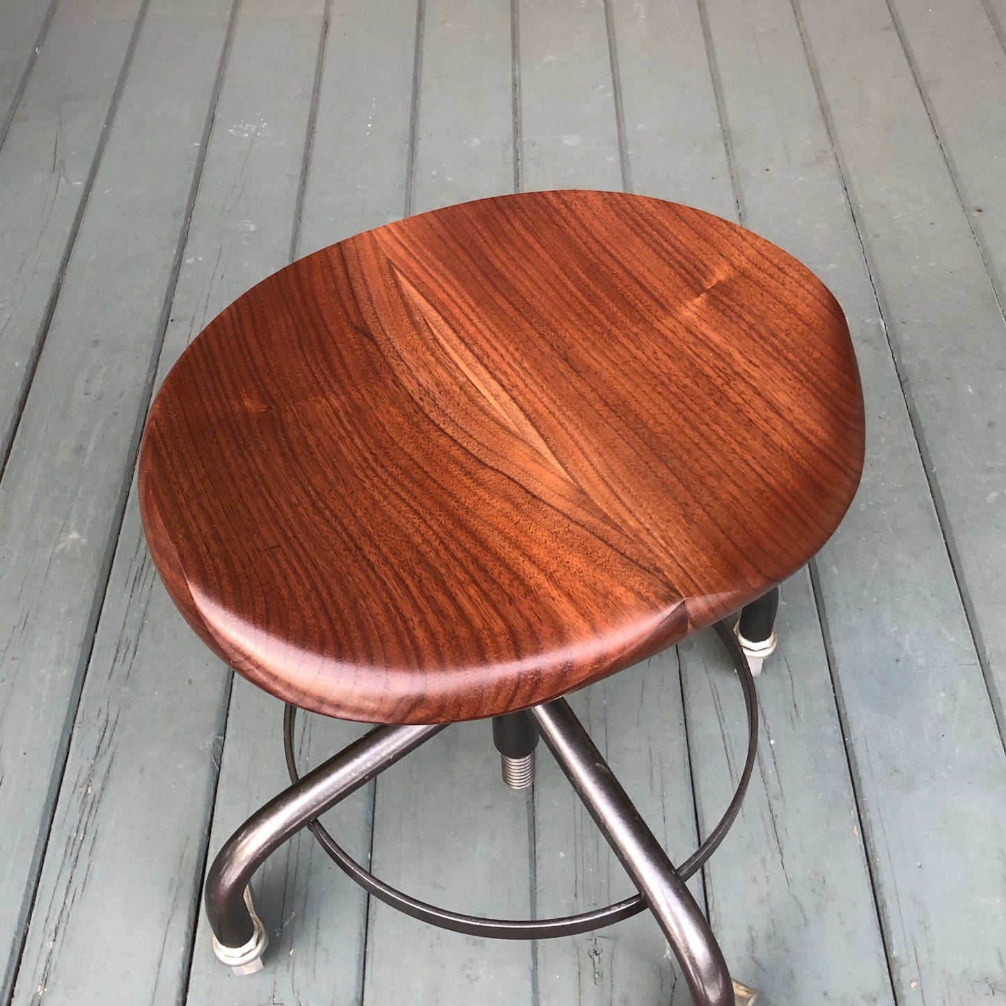 Stool with Metal Base - adjustable height - Black Walnut Guitar Stool - one is ready to ship