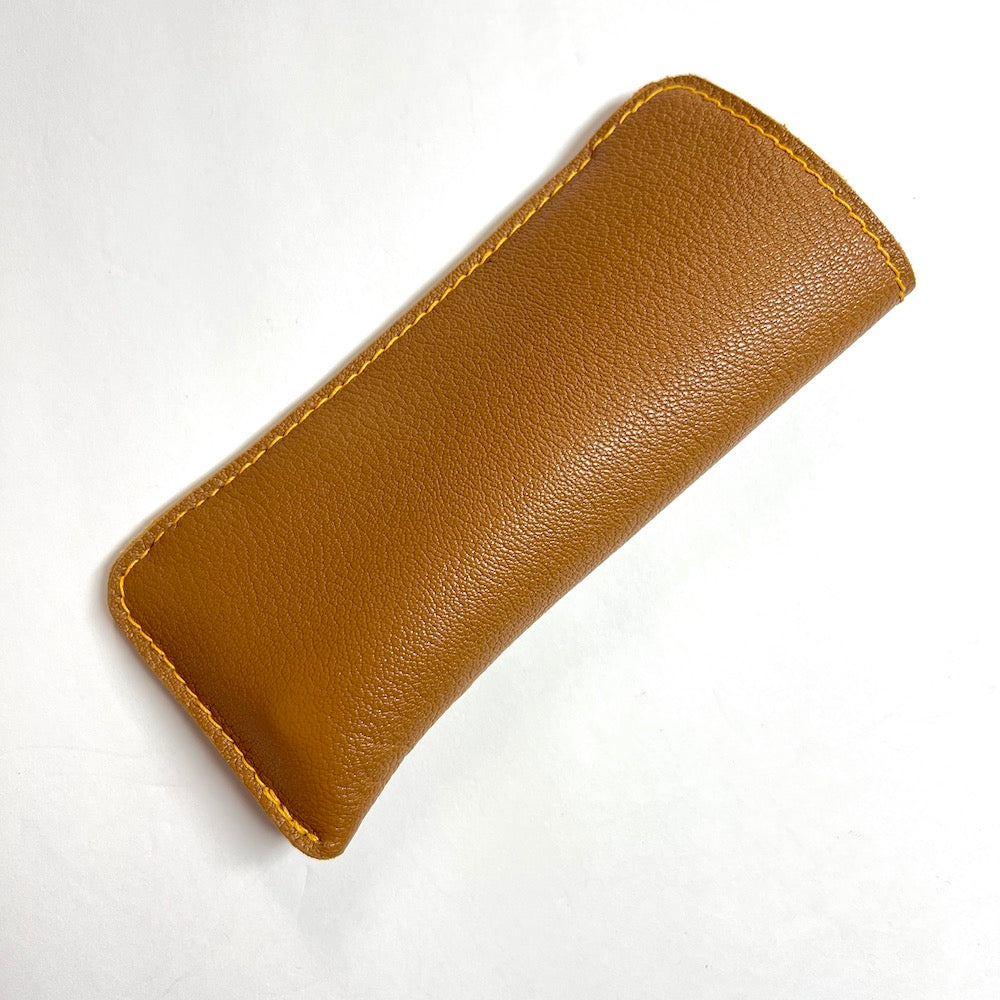 Eyewear Case, Leather Sleeve for Medium  Rx  Glasses Goatskin Beige / Golden