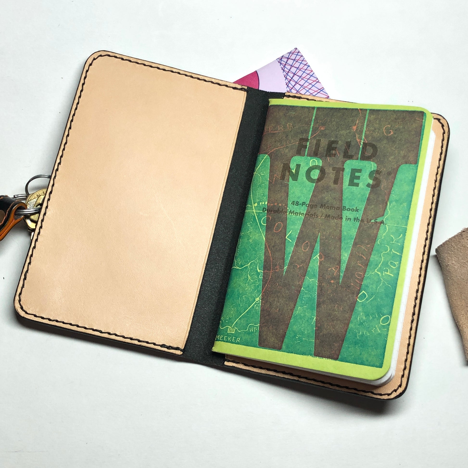 Leather Field Notes cover with 2 pockets. 