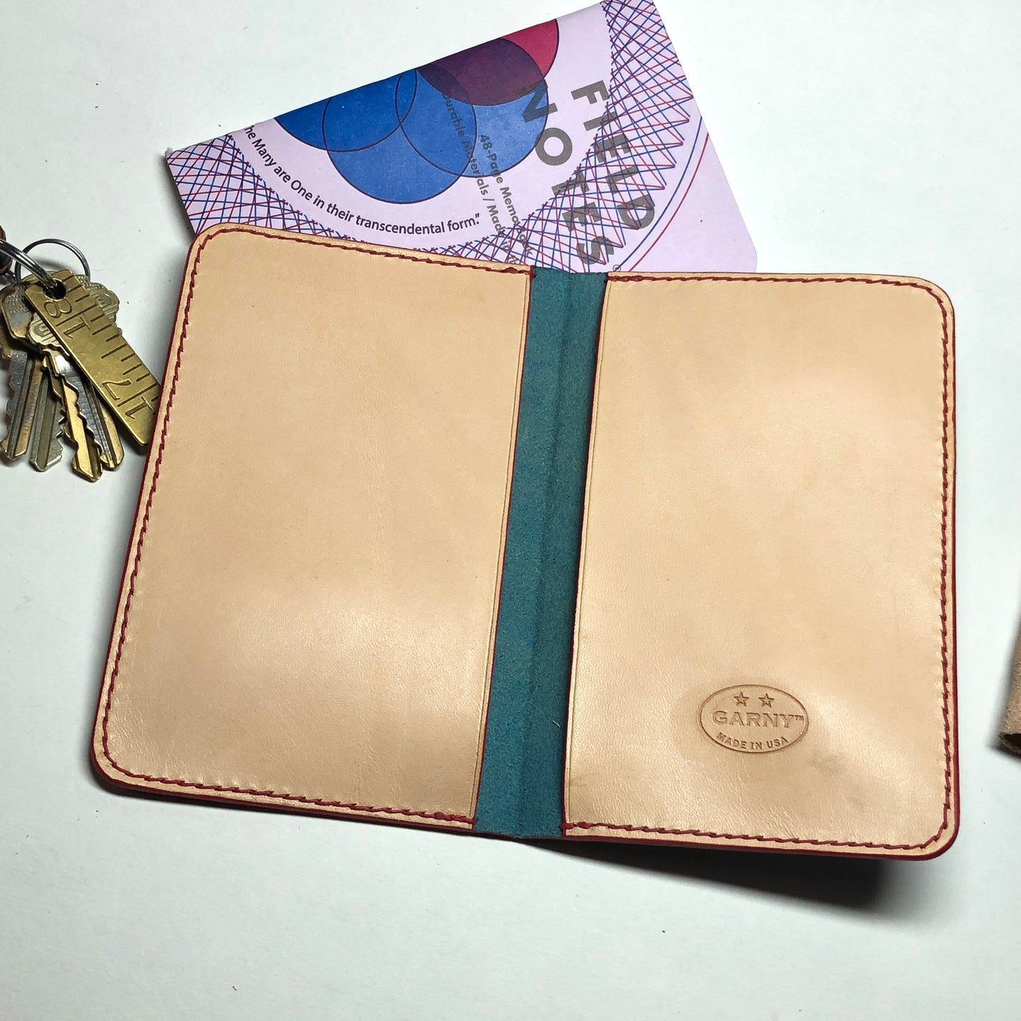 Leather travel wallet, leather Field Notes cover with 2 pockets. 