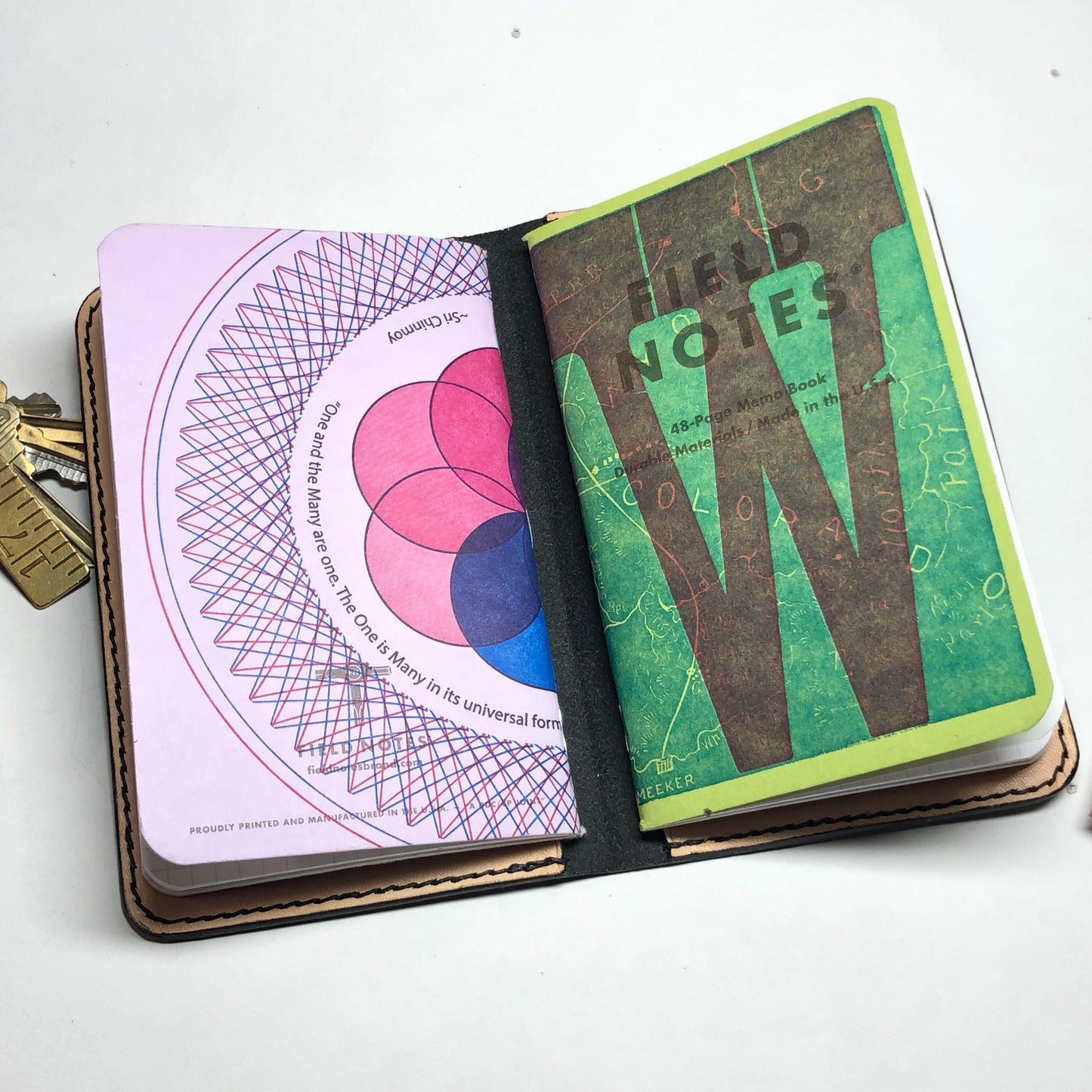 Leather Field Notes cover with 2 pockets. 