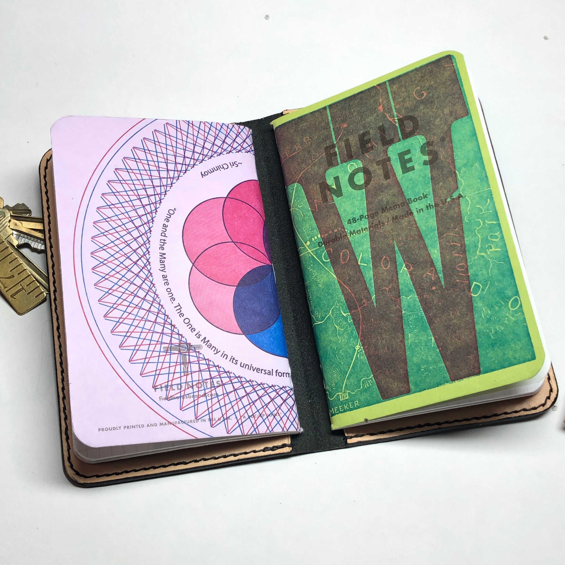 Leather Field Notes cover with 2 pockets. 