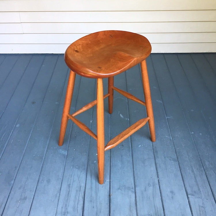 25" tall kitchen counter, kitchen island stool, Cherry wood - Oval seat. Cherry guitar stool. Bar stool. 