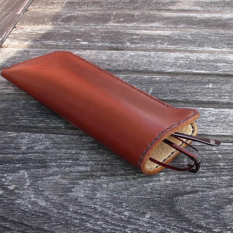 Eyewear Case, Leather Sleeve for Rx Glasses, Protection for Rx glasses, leather eyewear case with deerskin lining.