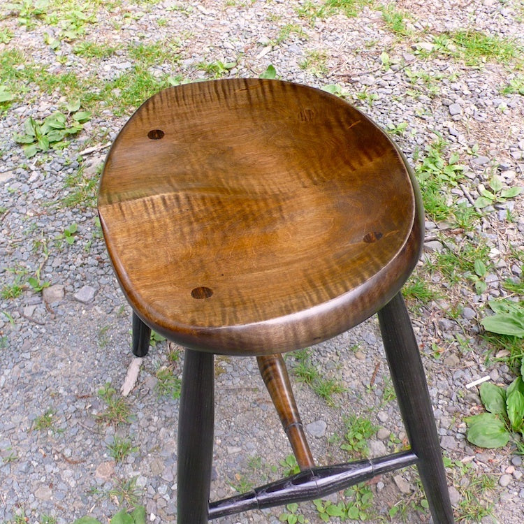 Tiger Maple Guitar Stool, Vintage Orange and Black stool, 18" stool, 