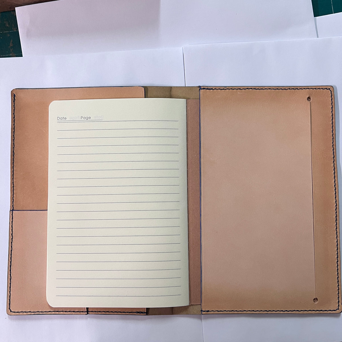 Horsehide Leather Notebook Cover, Handmade Journal Cover - A5 - with 3 Pockets