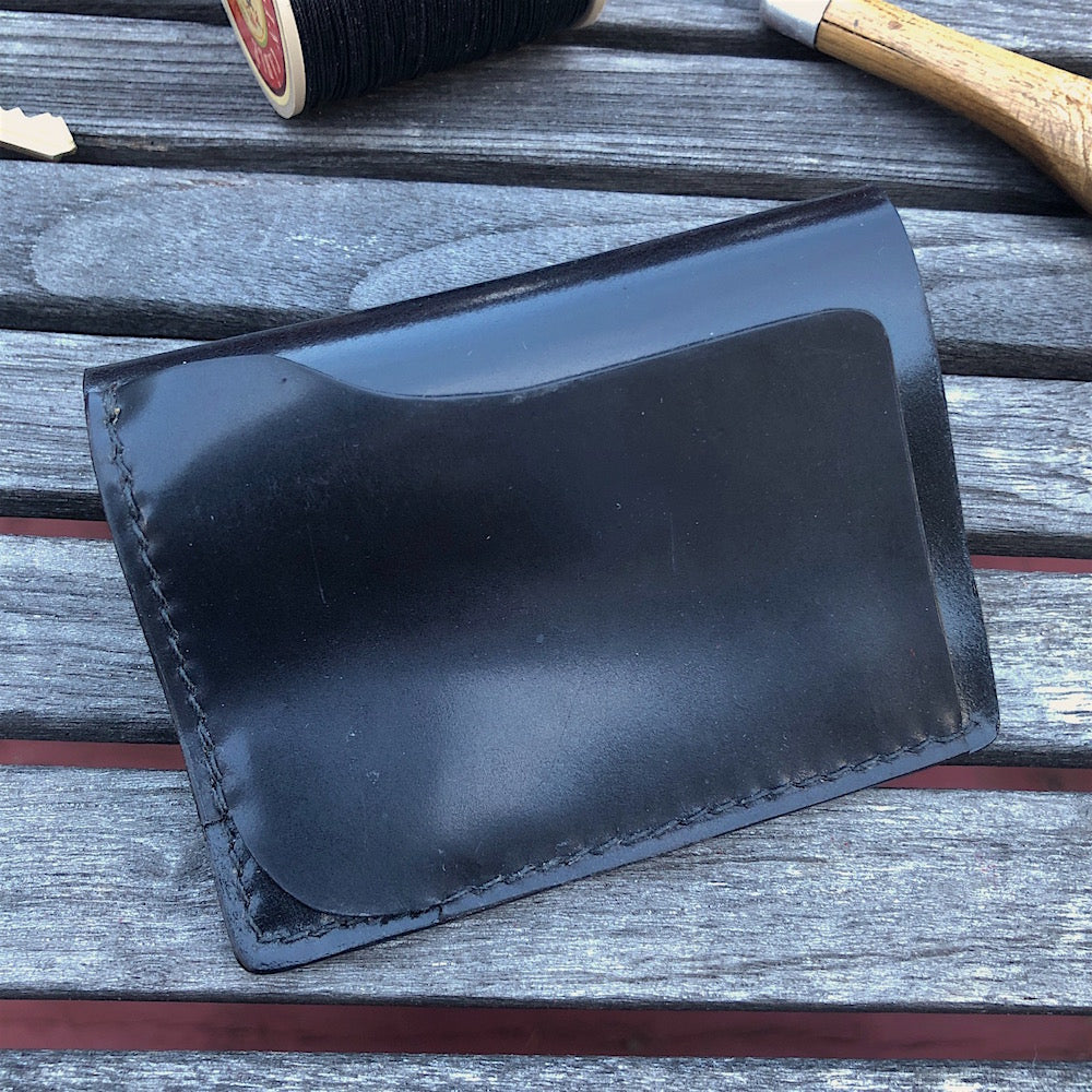 Handmade Epi Leather Credit Card Wallet. Dark Green Leather 
