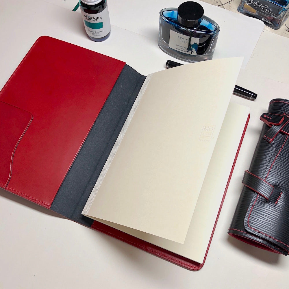 Journal Cover, EPI Leather Notebook Cover -A5- with 3 Pockets