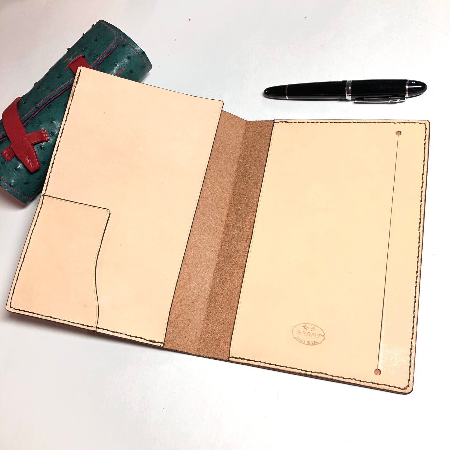 Leather Notebook Cover, Handmade Journal Cover - A5 - with 3 Pockets