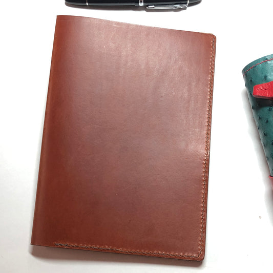 Leather Notebook Cover, Handmade Journal Cover - A5 - with 3 Pockets
