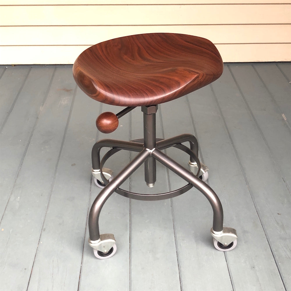 Stool with Metal Base - adjustable height - Cherry * Custom Order