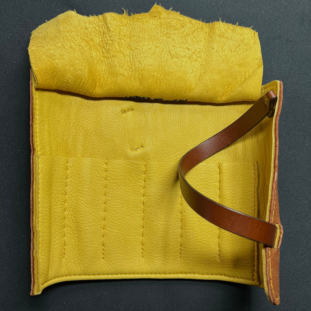 Elk Leather with Deerskin Lining, Pen Roll for 4 or 6 pens