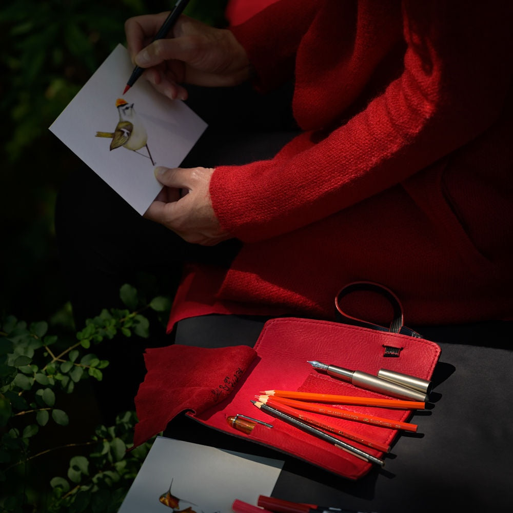 Fountain Pen Wrap, Cowhide Pen Roll -for 4 or 6 pens