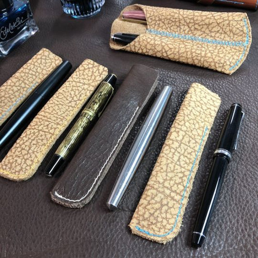 Fountain pen case, pen pouch, bison leather, bison fountain pan case,  pen case for 1 pen.