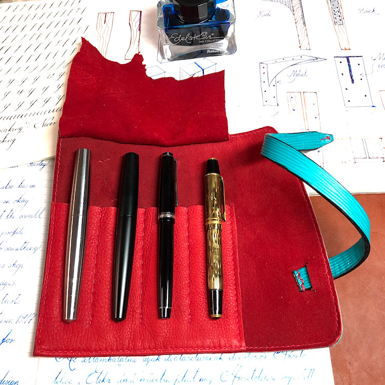 EPI Leather Pen Rolls, leather wraps, Fountain Pen Cases for 4 pens.