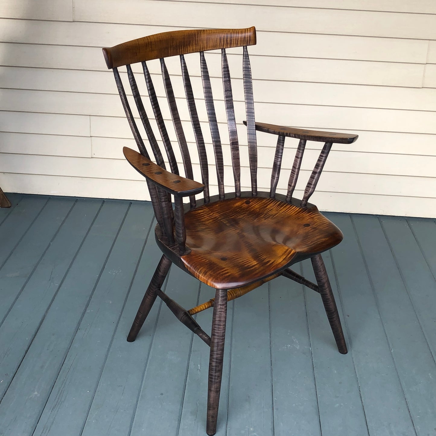 Tiger Maple Arm Chair, Dining Room Chair, Kitchen Arm Chair - one is ready to ship