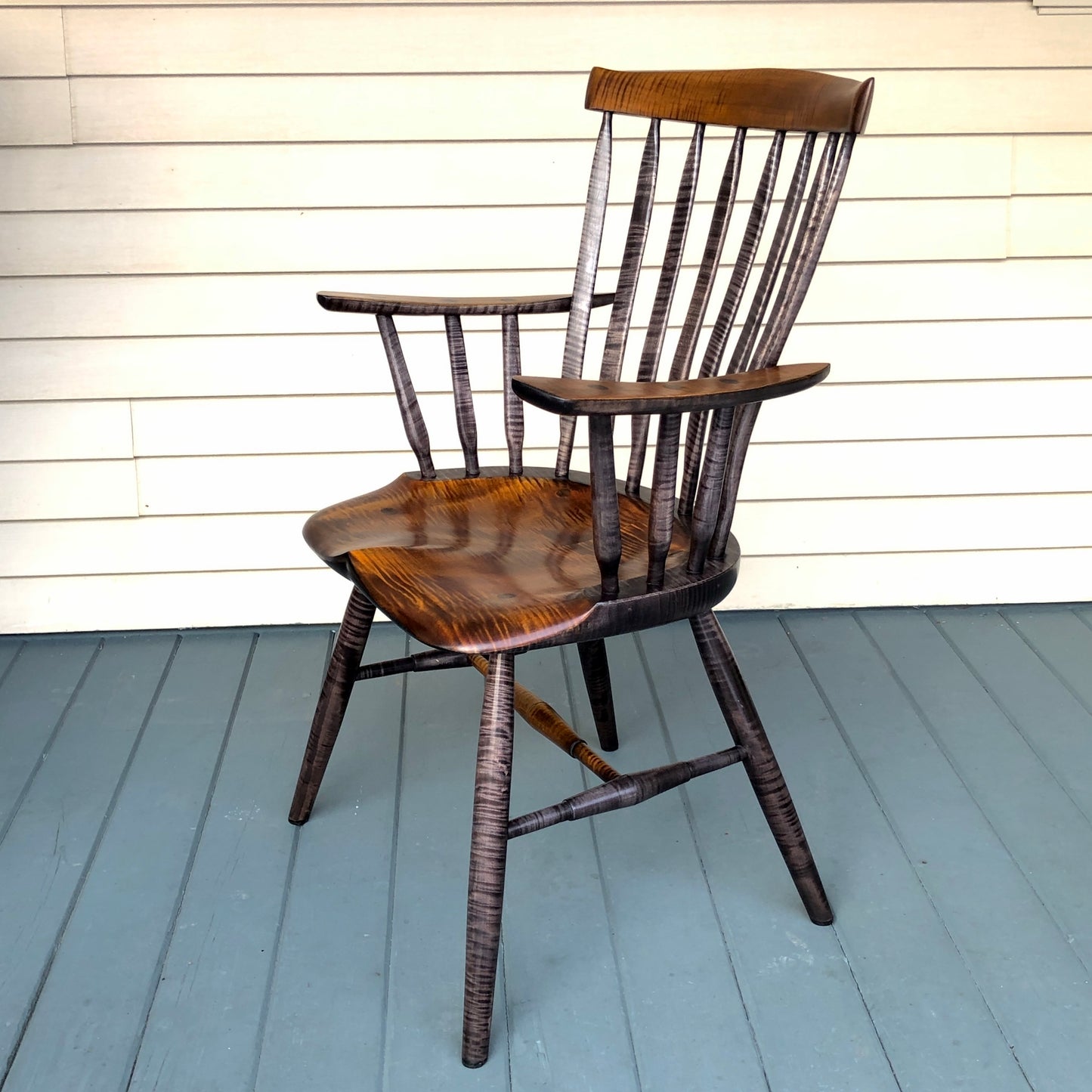 Tiger Maple Arm Chair, Dining Room Chair, Kitchen Arm Chair - one is ready to ship