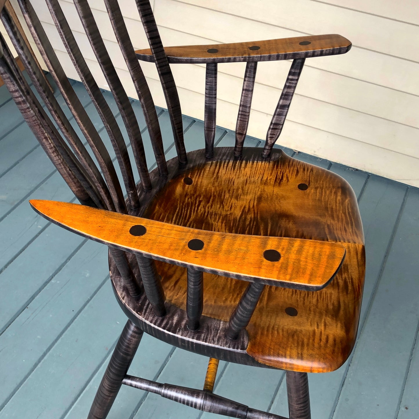Tiger Maple Arm Chair, Dining Room Chair, Kitchen Arm Chair - one is ready to ship