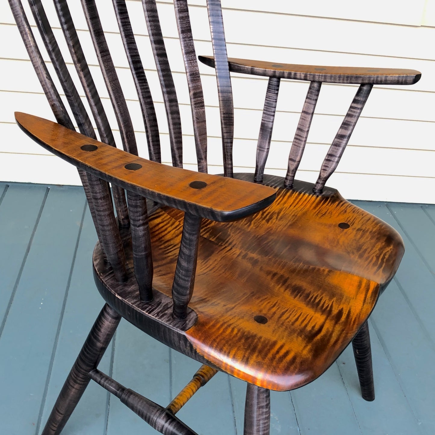 Tiger Maple Arm Chair, Dining Room Chair, Kitchen Arm Chair - one is ready to ship