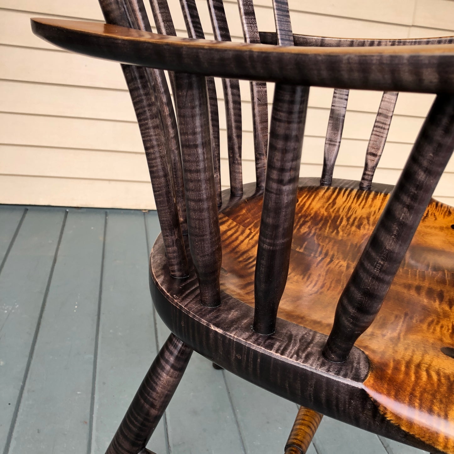 Tiger Maple Arm Chair, Dining Room Chair, Kitchen Arm Chair - one is ready to ship