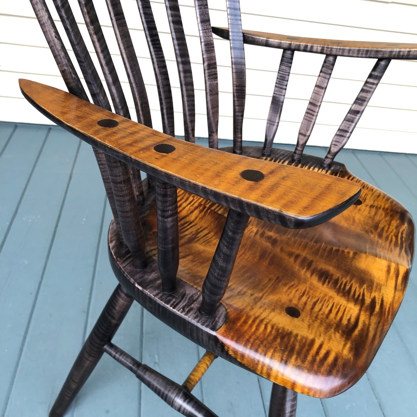 Tiger Maple Arm Chair, Dining Room Chair, Kitchen Arm Chair - one is ready to ship