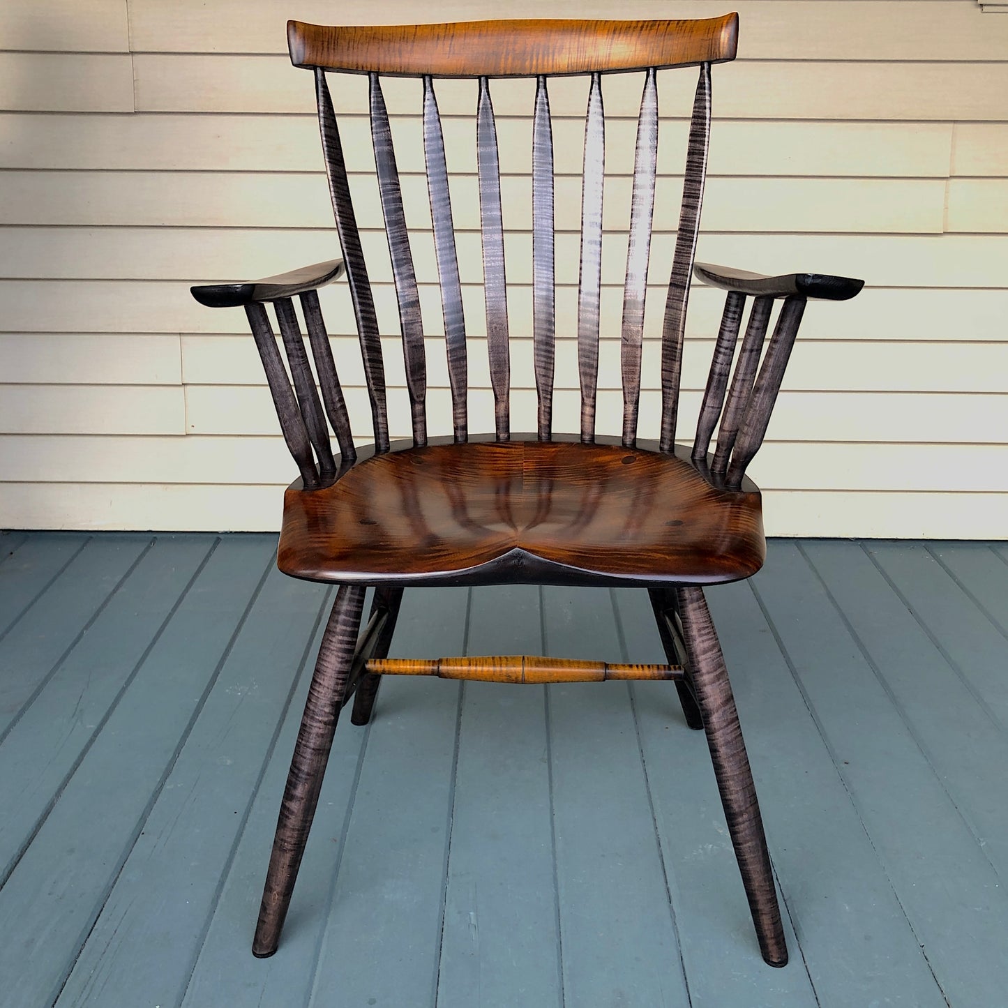 Tiger Maple Arm Chair, Dining Room Chair, Kitchen Arm Chair - one is ready to ship