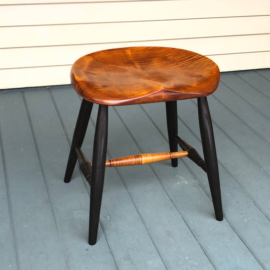 Tiger Maple Guitar Stool with Black Legs - Oval seat, height 18" - one is  ready to ship