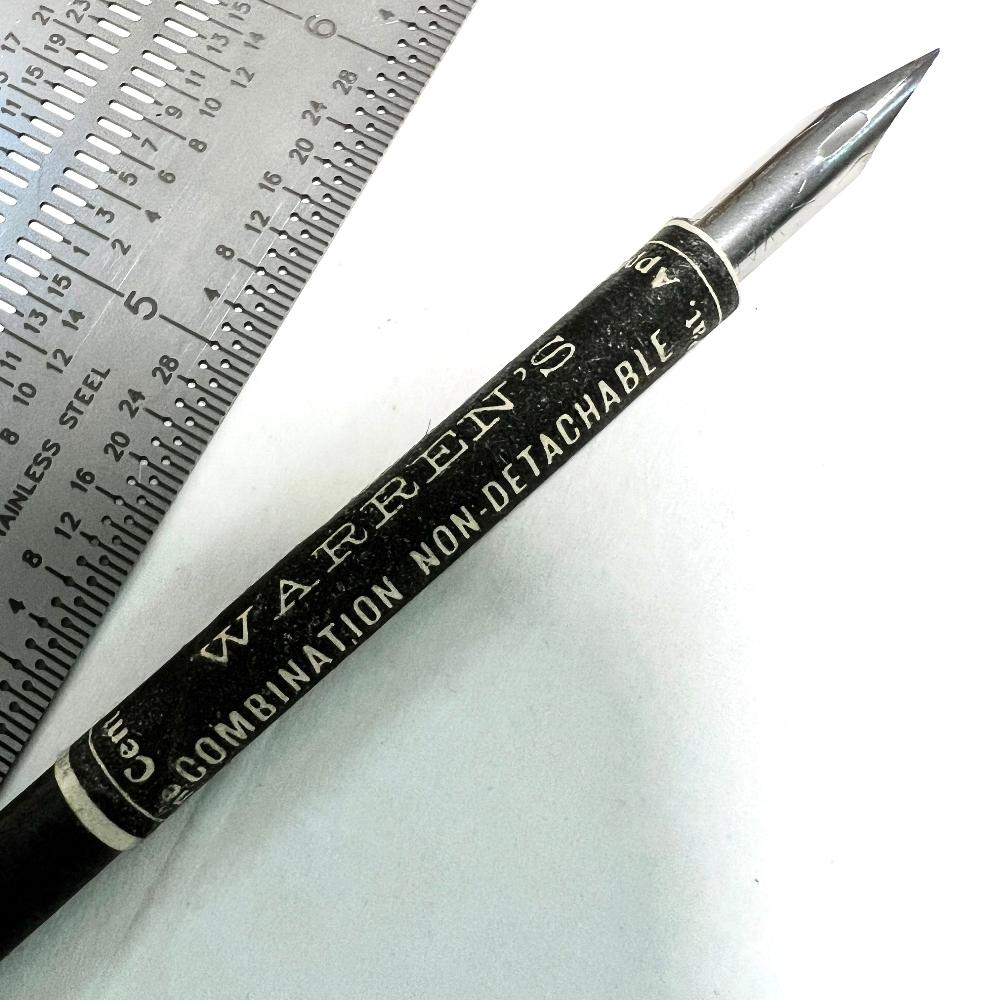 Antique 1890s - Ink Dip Pen
"Combination" = Flex nib
Paper Wrapped non-detachable nib.
Calligraphy pen. 